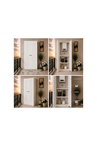 Flower Dolap,çok Amaçlı Kombi Dolabı,balkon Dolabı,kiler Dolabı Beyaz