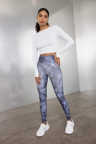 DeFactoFit Desenli Beli Saran Sporcu Tayt C9380AX24AUIN236 İndigo