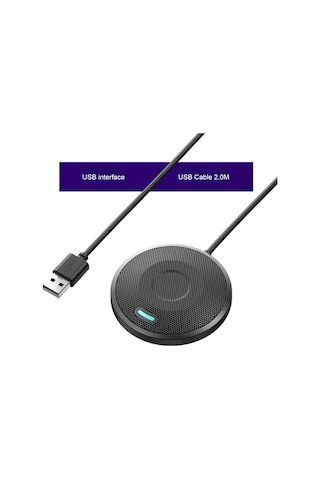 Moveevo U2 Usb Mikrofon - Tüm Yönlü 360 Derece Ses Alıcı, Otomatik Sessiz Mod, Konferans/canlı Yayın/video Arama İçin, Sürücü Gerektirmeyen Siyah
