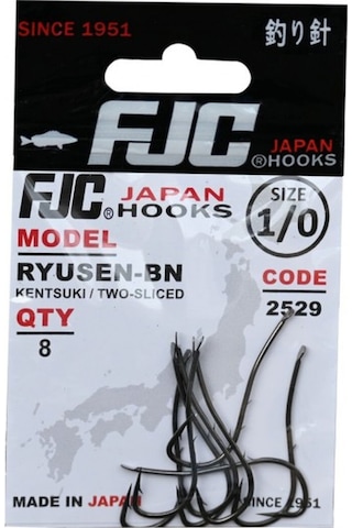 Fjc 2529 Ryusen Two Slıced No:1/0 Black Nıkel 8 P. Olta İğnesi