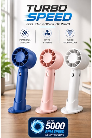 1 Adet Fw30 3 Hız Kademeli Turbo Jet Vantilatör - Mini Şarjlı Taşınabilir Vantilatör - Mini Fan - Masaüstü Veya Elde