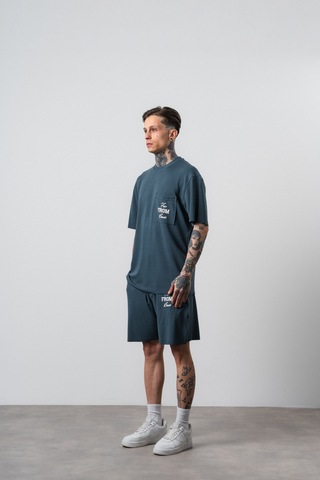 Respire Erkek Far From Basic Baskılı Regular Fit T-shirt Şort Takım Petrol