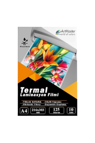 A4 Parlak Laminasyon Filmi 10 Lu 1 Paket 125 Mikron Pvc Kaplama Laminasyon Kaplama Poşeti 10 Adet