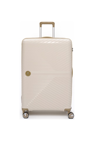 Elatae Exclusive Pro Polipropilen Kırılmaz 3'lü Valiz Seti Büyük - Orta Boy Ve Makyaj Çantası Bej - Vizon 5239 Bej - Vizon