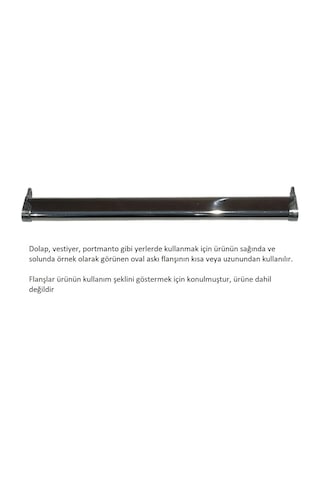 Oval Askı Borusu, 40 Cm, Parlak Metal, Mutfak, Banyo, Vestiyer, Portmanto, Çok Amaçlı Metalik