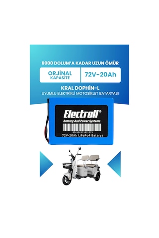 Kral Dophin-l Batarya Standart Kapasite Lifepo4 72v 20ah Elektrikli Motosiklet Bataryası
