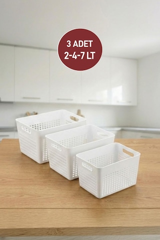 Selka Lavin 3'lü Dolap İçi Düzenleyici 2-4-7 Lt. Ekru