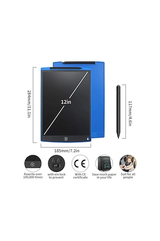 Vothoon 12 Inc Writing Lcd Grafik Dijital Kalemli Çizim Tableti Yazı Tahta Not Yazma Eğitim Tableti