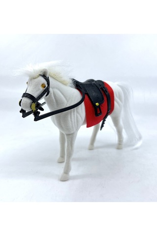 Livery Stable - Süvari Eyerli Beyaz Oyuncak At