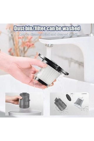 Konesam El Tutan Kablosuz Masaüstü Süpürge - Ev Ve Araç İçin Çok Fonksiyonlu, Toz Ve Kuru Atık Temizleyici, 2'li Kullanım - Beyaz