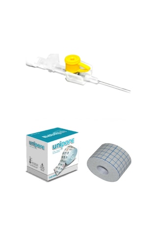 Galena Branül Sarı İntraket IV Kanül 24 G 100 Adet + Unipore 5 M x 5 CM Flaster