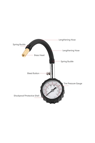 Yaleker Oto Lastik Basınç Ölçer, 0-100 Psi Aralığı, Kesin Deflasyon Tuşu, Dayanıklı Kauçuk Korumalı, Taşınabilir Ve Kolay Kullanım