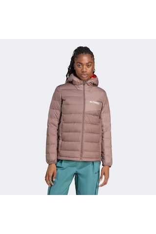 Adidas Terrex Multi Light Down Climawarm Kapüşonlu Kadın Kahverengi Yürüyüş Montu Jz9992