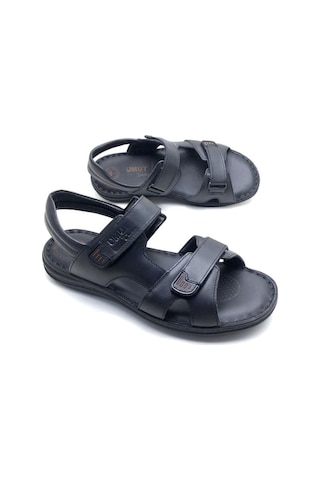 Erkek Hakiki Deri Ortopedik Sandalet Siyah