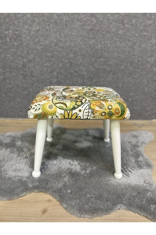 Trend Lake Yeşil Retro Ahşap Ayak Uzatma Pufu Makyaj Koltuğu Bench Tabure