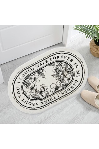 Suntek Zemin Halısı Yumuşak İç Mekan Dekoru Mutfak Kapı Çiçek Oval