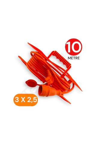 10 Metre Uzatma Kablosu 3x2,5 Mm Ttr Bakır Kablo Erkek Fiş-dişi Fiş Baskılı Diğer