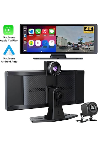 Embatech 10.26 İnç Carplay Ve Android Auto Destekli 4k Ön Arka Çift Kameralı Tak Çalıştır Araç Multimedya Ekranı 10.25"