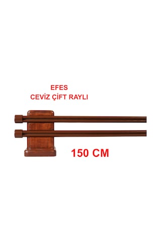 Efes Ahşap Başlıklı Alüminyum Kanallı ''çift Raylı'' Modern Rustik-ceviz 150 Cm Ceviz
