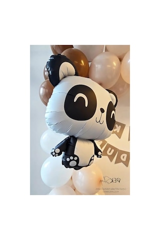 Panda Şekilli Folyo Balon, 72x58cm Eğlenceli Parti Süsü 2 Yaş Mavi