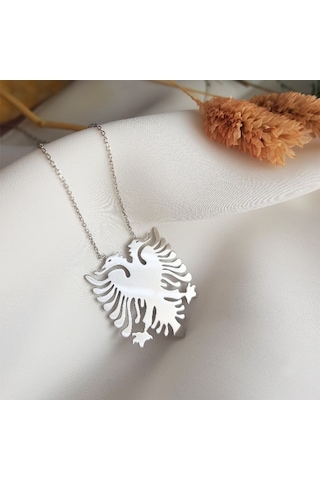 Vaoov 925 Ayar Gümüş Arnavut Bayrağı Kolye (518913815)