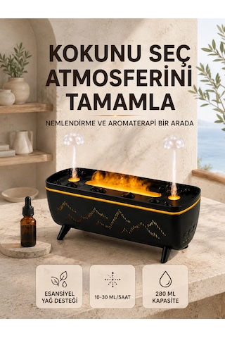 Mey İthalat Uzaktan Kumandalı Hava Nemlendirici Aromaterapi Difüzörü 2 4 8 Saat Zamanlayıcılı Siyah