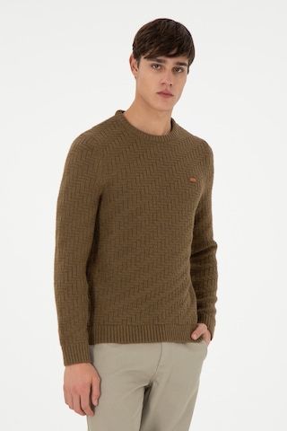 U.S. Polo Assn. Erkek Slim Fit Bisiklet Yaka Haki Kazak 50297050-VR027