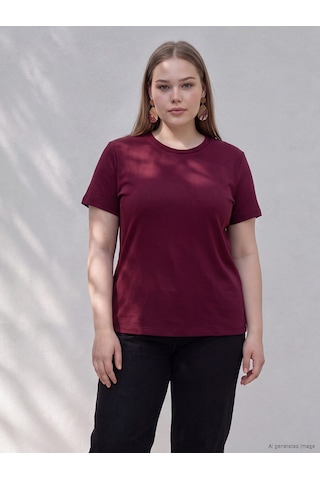 Lcwaıkıkı Curve Kırmızı Büyük Beden Soft Touch Kadın Tişört