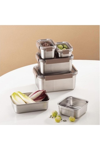 Locknlock Paslanmaz Çelik Fırın & Saklama Kabı Dörtgen Kilitli 310 Ml - Kahverengi Kahverengi