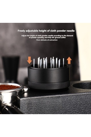 Geeksen Düzenleyebilir Dönen Kahve Toz Dağıtıcı Ve Topak Açıcı, Profesyonel Kahve Çıktısı İçin 53mm Siyah Siyah