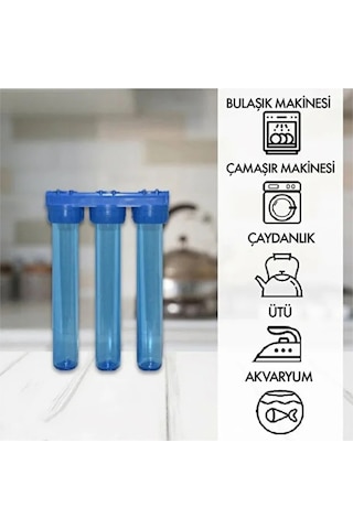 Sumarkt Atlantis Daire Bina Girişi 20 İnch 3 Aşama Su Arıtma Yumuşatma Cihazı Toz Tortu,çamur Önleyici Set