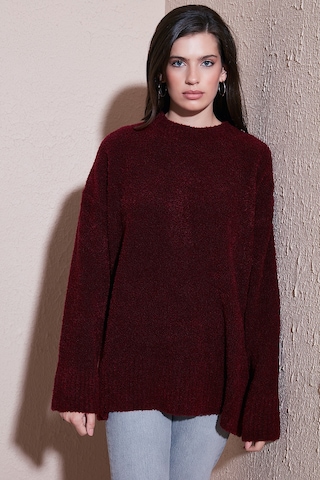 Lela Regular Fit Dik Yaka Yumuşak Dokulu Triko Bayan Kazak 4616222 Bordo