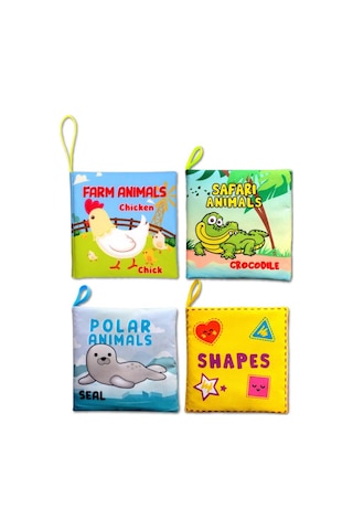 4 Kitap Tox İngilizce Şekiller , Çiftlik , Safari Ve Kutup Hayvanları Kumaş Sessiz Kitap E119 E125 E130 E131 - Bez Kitap , Eğitici Oyuncak , Yumuşak Ve Hışırtılı