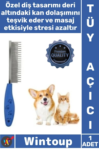 Tüyaçıcı Ergonomik Kauçuk Sap Metal Bakım Masaj Etkili Profesyonel Dişli Kedi Köpek Tüy Açıcı Tarak