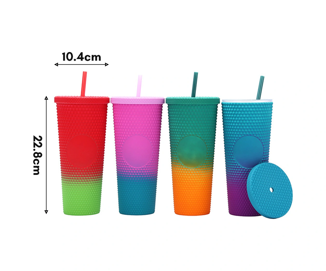 Yaleker 710ml Büyük Kapasiteli Abs Plastik Su Bardağı, Korku Saçma, Isı Ve Düşme Dayanıklı, Kapağı Ve Pipeti İle, Renk Seçenekli Siyah Vb. Siyah