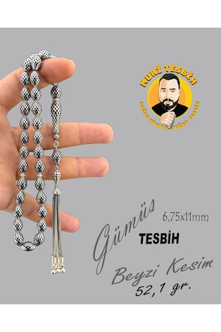 Muri Tesbih 50,8 Gr Gümüş Tesbih Beyzi Kesim 8,50x11,50