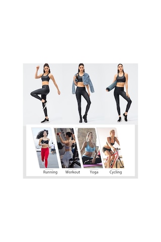 Konesam Kadın Siyah Spor Deri Pantolon - Yüksek Esneklik, Geniş Bel, Yan Canta - Yoga, Koşu, Egzersiz İçin SiYAH