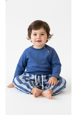 Miababy Çizgili Mummy&dadys Boy 2 Li Takım İndigo