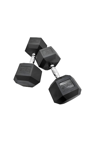 Rebuwo 20 KG 1 Adet Hex Dambıl Kauçuk Altıgen Dambıl Hex Dumbbell