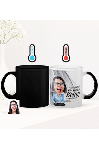 Kişiye Özel Kolay Yetişmiyor Karikatürlü Sihirli Cam Kupa Bardak N11.829