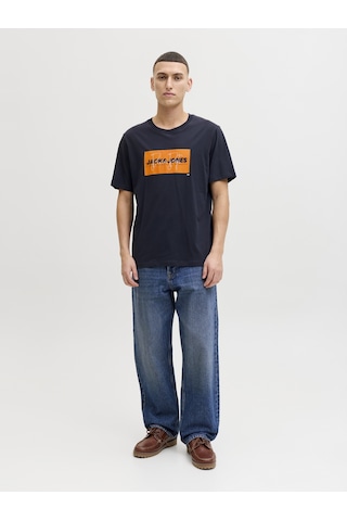 Jack & Jones Erkek Gögüs Logo Baskili Tisört - Cole - 12288492 Lacivert