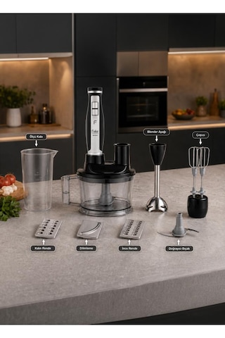 Fakir Multi Blend 1700 W Siyah El Blender Seti, Doğrayıcı, Çırpıcı, Rende Ve Dilimleme Aparatlı