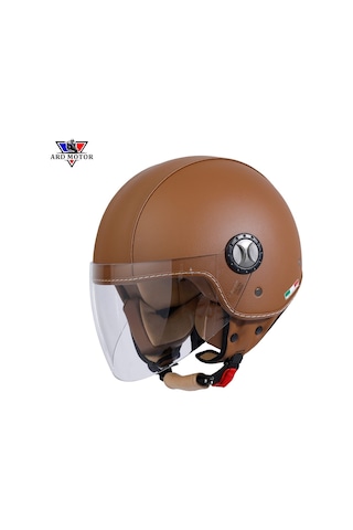 Sway Sw 701 Kahverengi Deri Yarım Kask