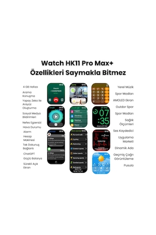 Harvox Hk 11 Pro Max Amoled Akıllı Saat Iphone Ve Android Tüm Telefonlara Uyumlu 46 Mm Gümüş