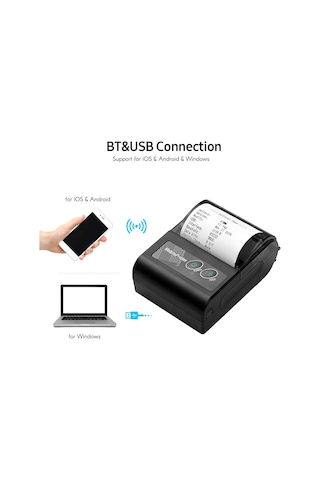 Maiyame Taşınabilir 58mm Termal Fiş Yazıcısı Kablosuz Bt Mobil Termal Yazıcı Süpermarket Restoran Perakende Mağaza Depo İçin
