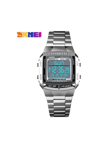 Skmeı 1381 Erkek Analog Dijital Saat Moda Günlük Spor Kol Saati 2 Zaman 5 Alarm 3atm Su Geçirmez Paslanmaz Çelik Kayış Arka Işık Çok Fonksiyonlu Saatler Relogio Masculino Gümüş