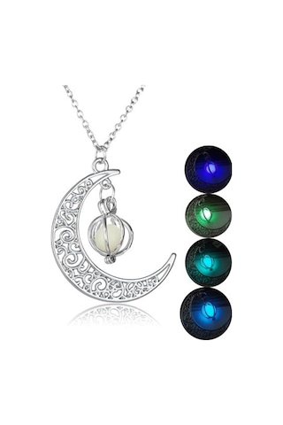 Karanlıkta Parlayan Ay Yıldız Moon Kolye Çok Renkli