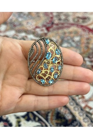Mavi Topaz Elmas Yüzük 061