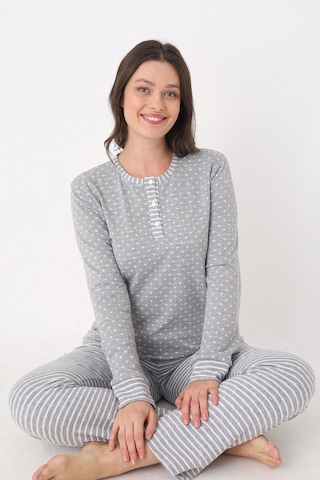 Nbb Kadın Gri Patlı Pijama Takımı Gri