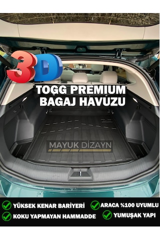 Togg T10 2023-2024-2025 Model Araca Özel 3d Kulaklı Bagaj Havuzu